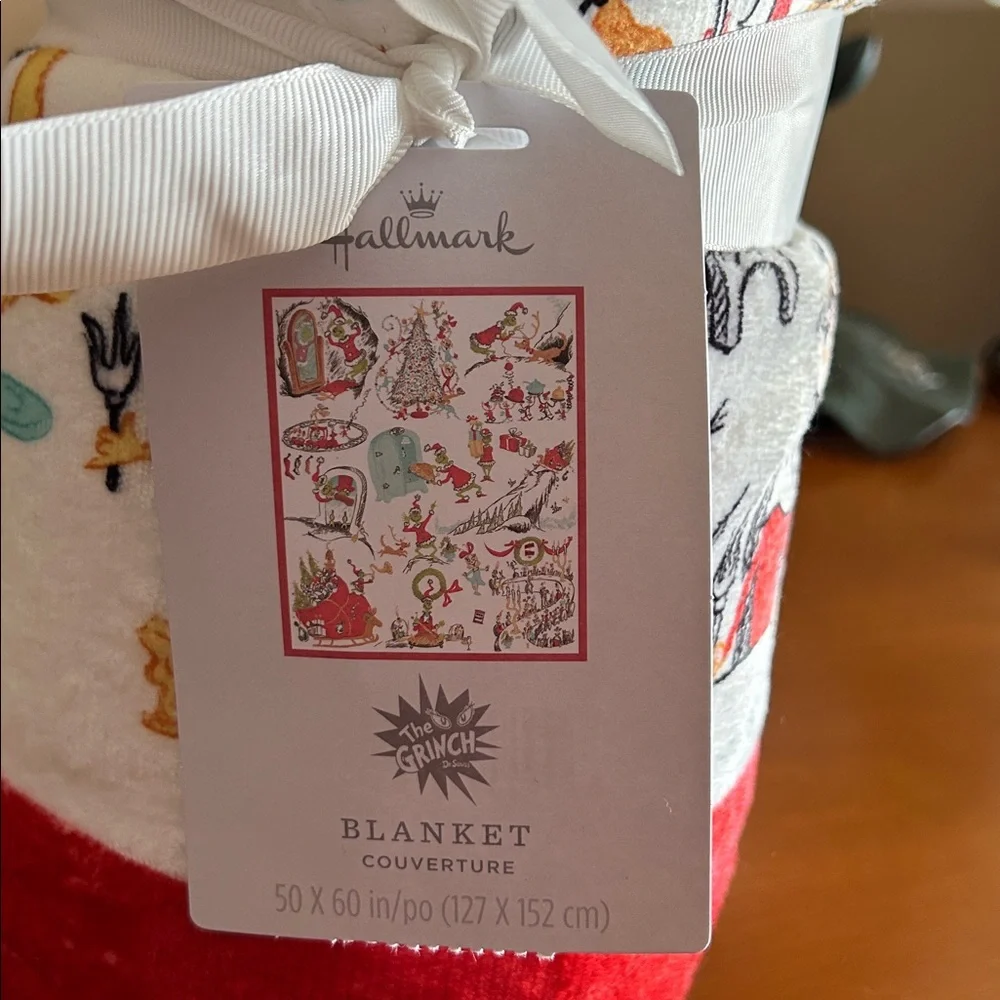 Hallmark Red and White Grinch Christmas Blanket